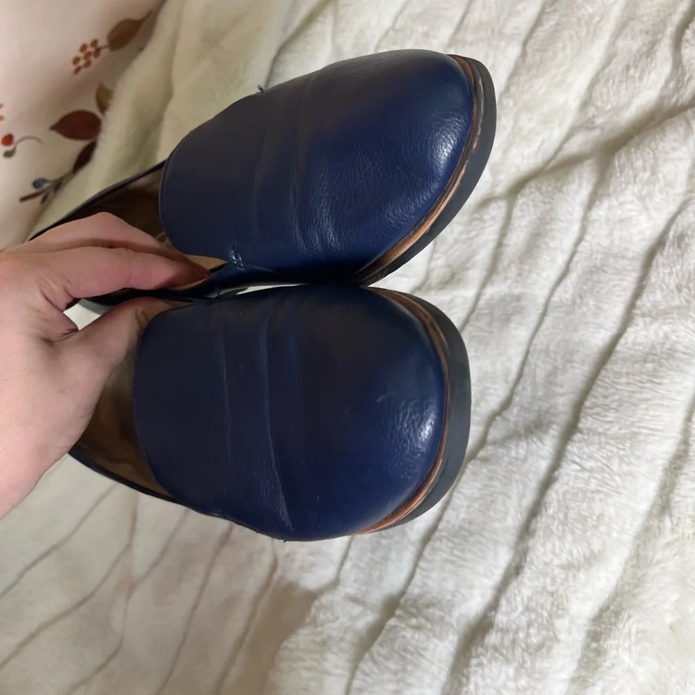 Life Stride 8.5 Velocity 2.0 Blue Leather Loafer Smooth Office Preppy City Fall